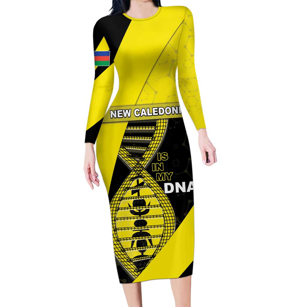New Caledonia Is In My DNA Long Sleeve Bodycon Dress - Polynesian Pride