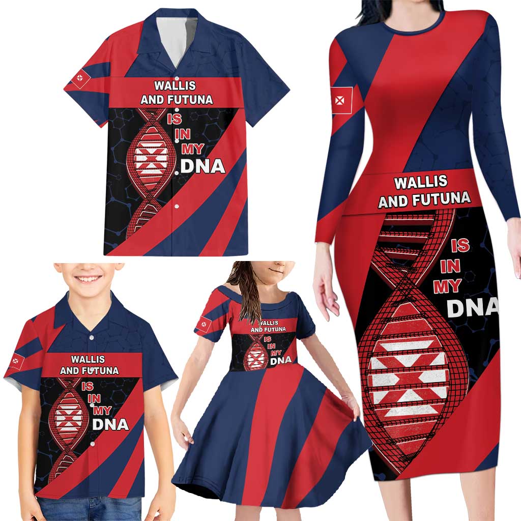 Wallis And Futuna Is In My DNA Family Matching Long Sleeve Bodycon Dress and Hawaiian Shirt - Polynesian Pride