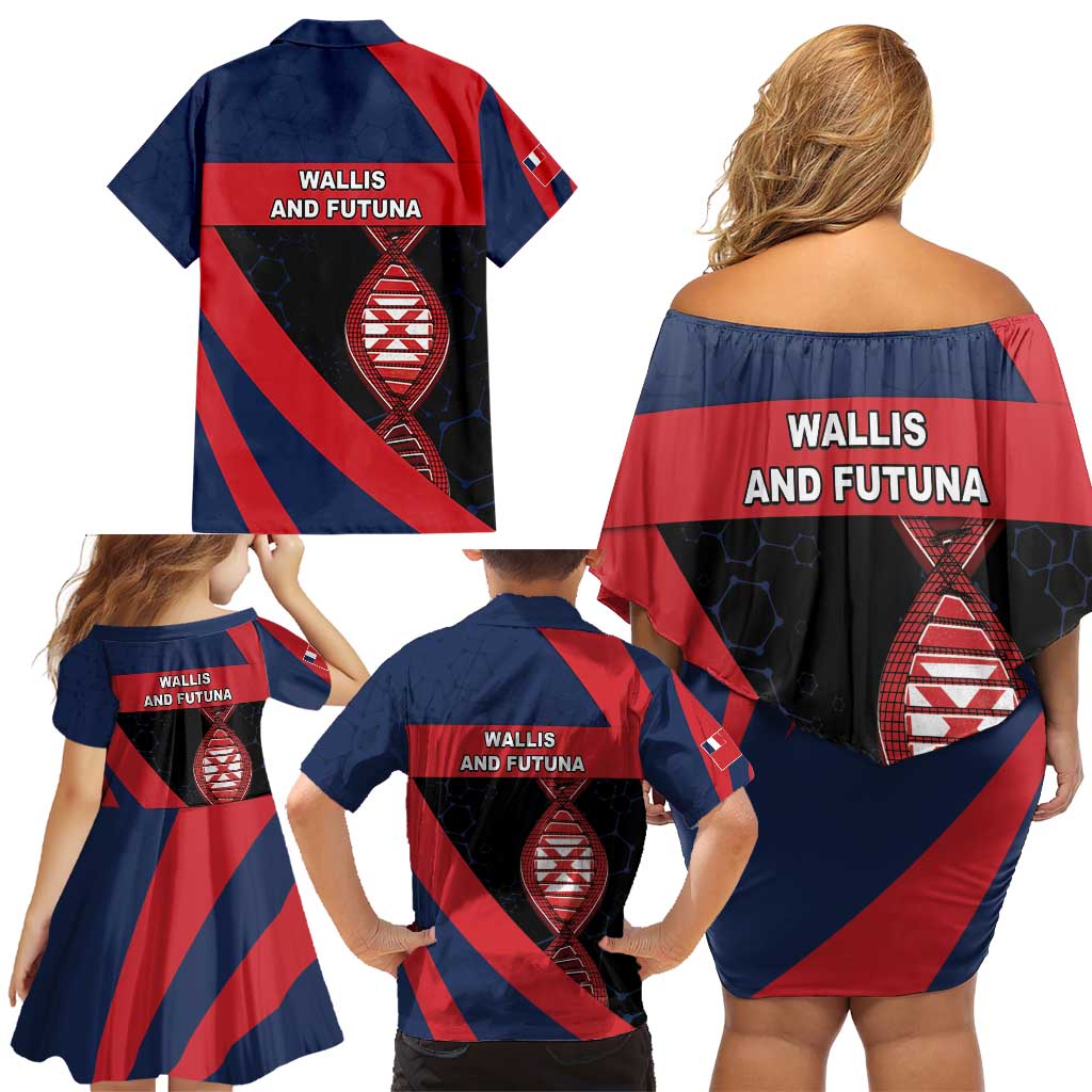 Wallis And Futuna Is In My DNA Family Matching Off Shoulder Short Dress and Hawaiian Shirt - Polynesian Pride