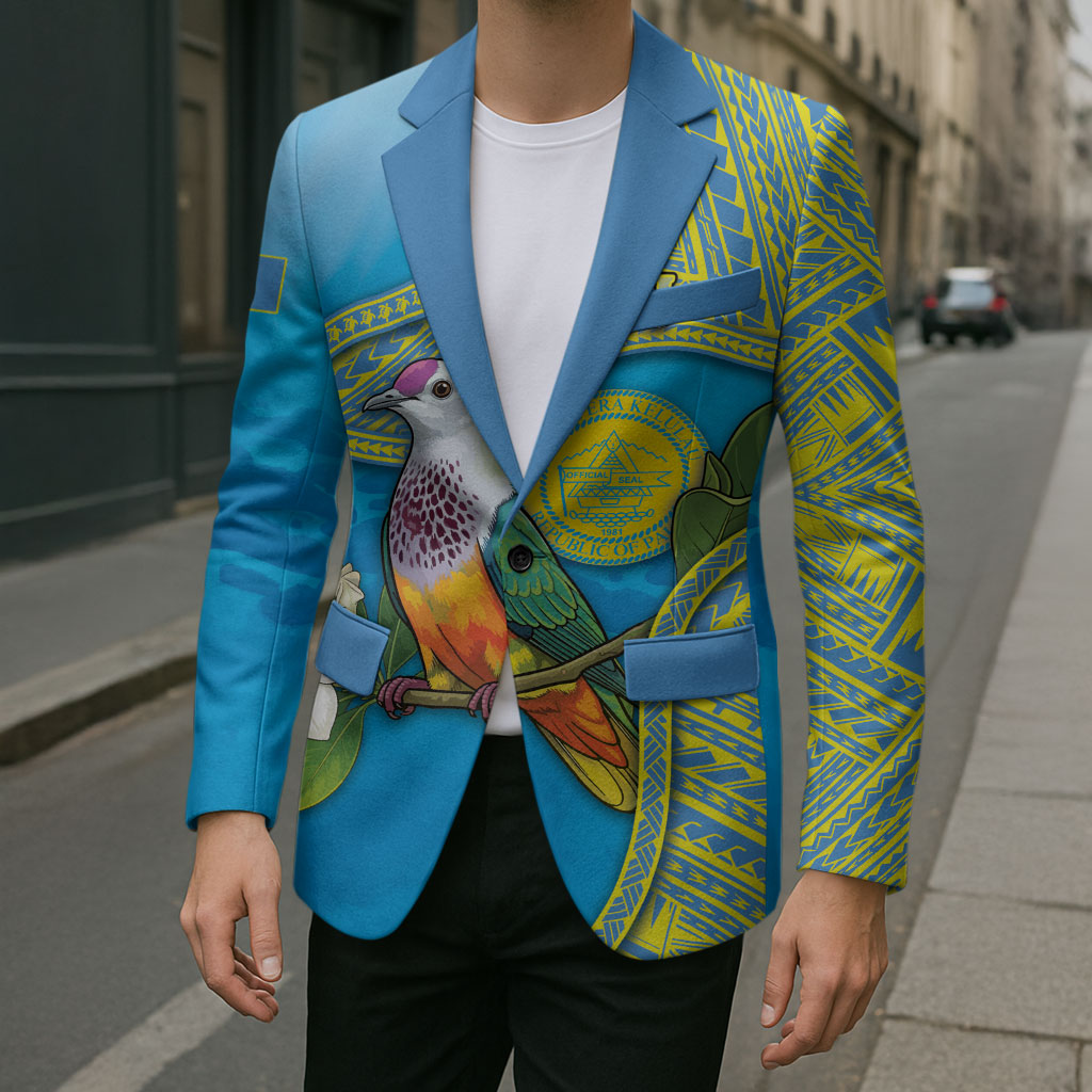 Personalised Palau Biib Bird Blazer Rur Flower And Rock Islands Patterns