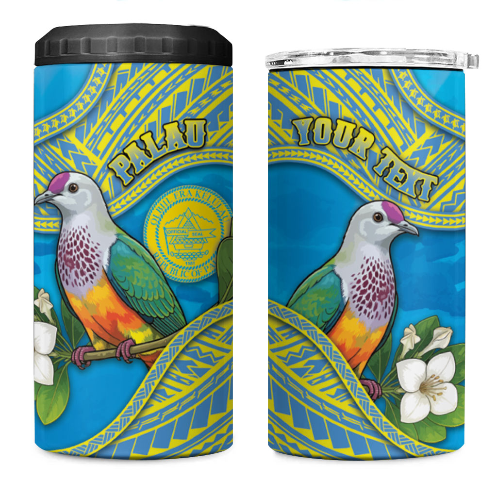 Personalised Palau Biib Bird 4 in 1 Can Cooler Tumbler Rur Flower And Rock Islands Patterns