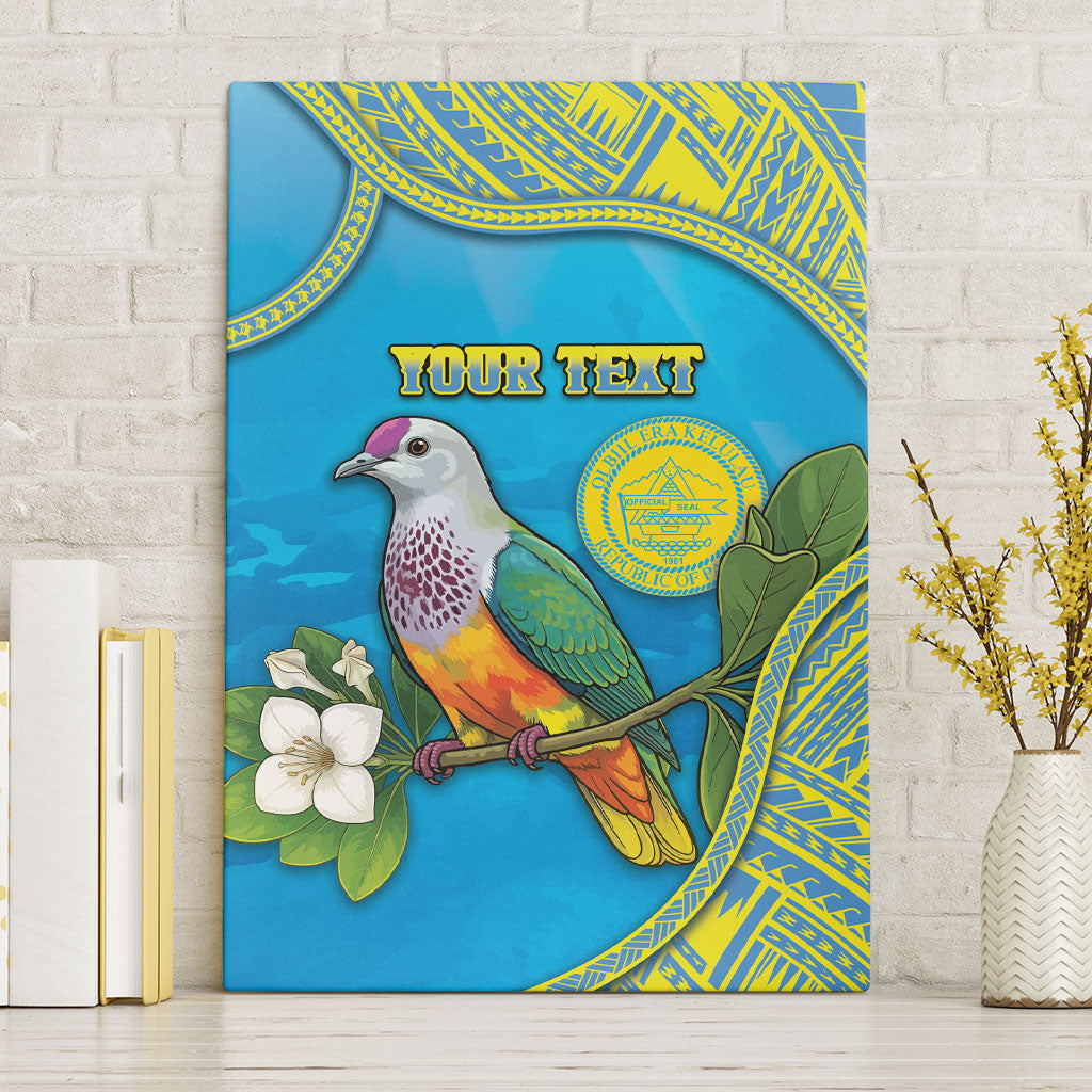 Personalised Palau Biib Bird Canvas Wall Art Rur Flower And Rock Islands Patterns