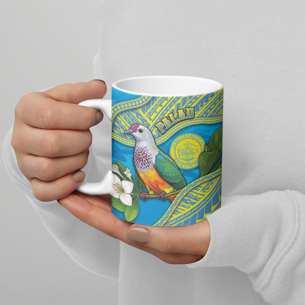 Personalised Palau Biib Bird Ceramic Mug Rur Flower And Rock Islands Patterns