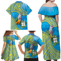 Personalised Palau Biib Bird Family Matching Off Shoulder Maxi Dress and Hawaiian Shirt Rur Flower And Rock Islands Patterns