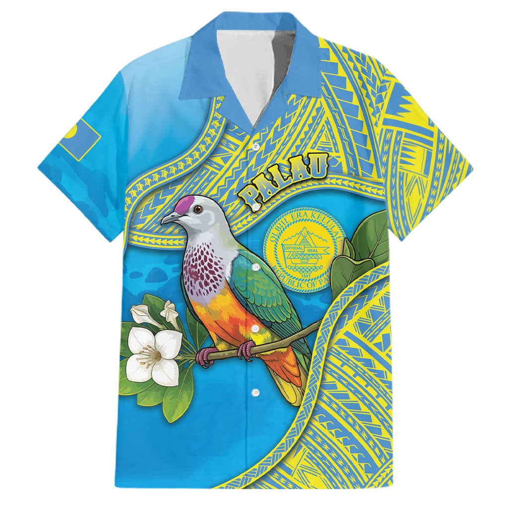 Personalised Palau Biib Bird Family Matching Off Shoulder Maxi Dress and Hawaiian Shirt Rur Flower And Rock Islands Patterns