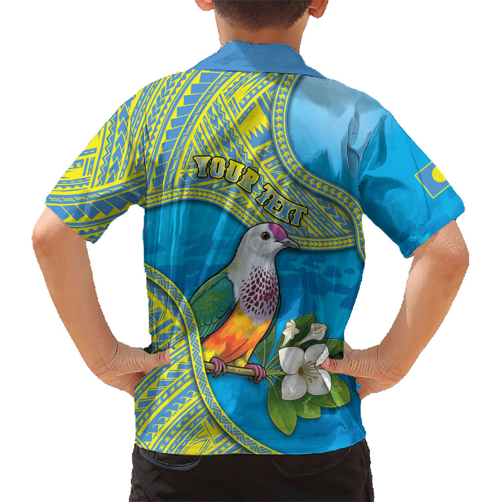 Personalised Palau Biib Bird Family Matching Off Shoulder Short Dress and Hawaiian Shirt Rur Flower And Rock Islands Patterns