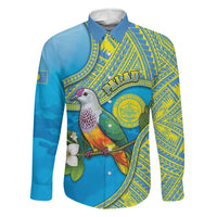 Personalised Palau Biib Bird Family Matching Puletasi and Hawaiian Shirt Rur Flower And Rock Islands Patterns
