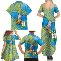 Personalised Palau Biib Bird Family Matching Summer Maxi Dress and Hawaiian Shirt Rur Flower And Rock Islands Patterns