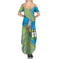 Personalised Palau Biib Bird Family Matching Summer Maxi Dress and Hawaiian Shirt Rur Flower And Rock Islands Patterns