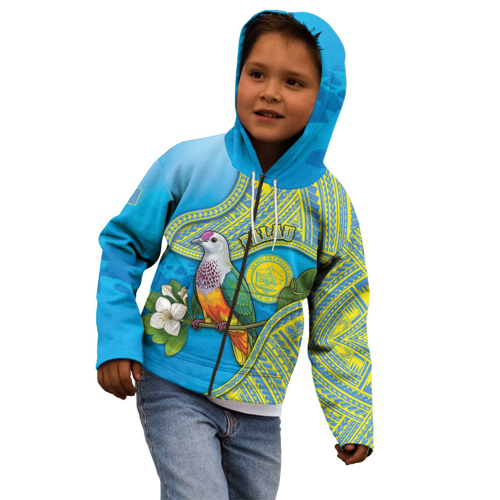 Personalised Palau Biib Bird Kid Hoodie Rur Flower And Rock Islands Patterns