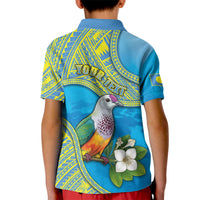 Personalised Palau Biib Bird Kid Polo Shirt Rur Flower And Rock Islands Patterns