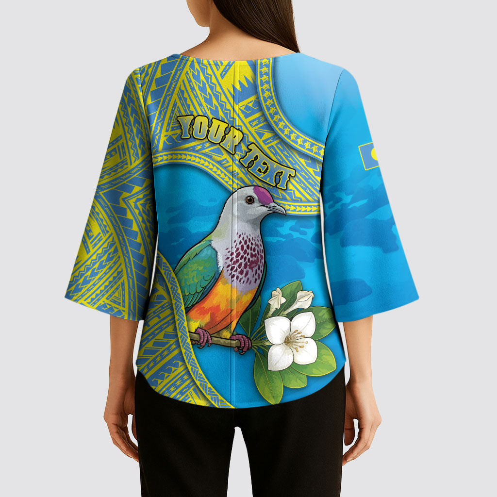 Personalised Palau Biib Bird Kimono Sleeve Blouse Rur Flower And Rock Islands Patterns