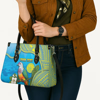 Personalised Palau Biib Bird Leather Bag Rur Flower And Rock Islands Patterns