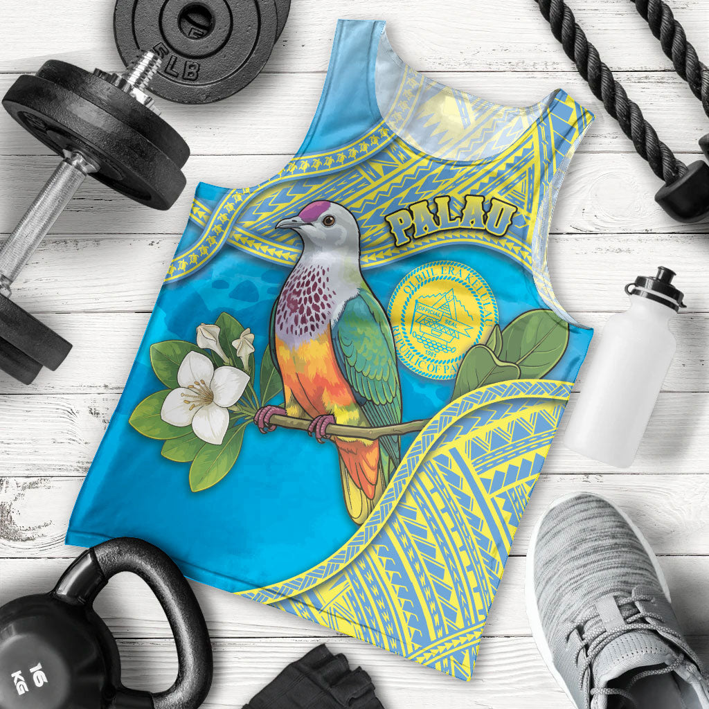 Personalised Palau Biib Bird Men Tank Top Rur Flower And Rock Islands Patterns