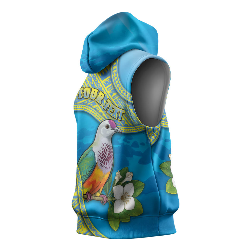 Personalised Palau Biib Bird Sleeveless Hoodie Rur Flower And Rock Islands Patterns
