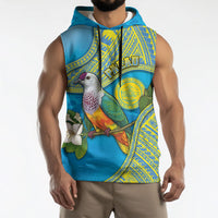 Personalised Palau Biib Bird Sleeveless Hoodie Rur Flower And Rock Islands Patterns