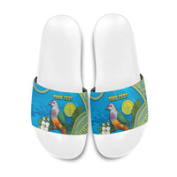 Personalised Palau Biib Bird Slide Sandals Rur Flower And Rock Islands Patterns