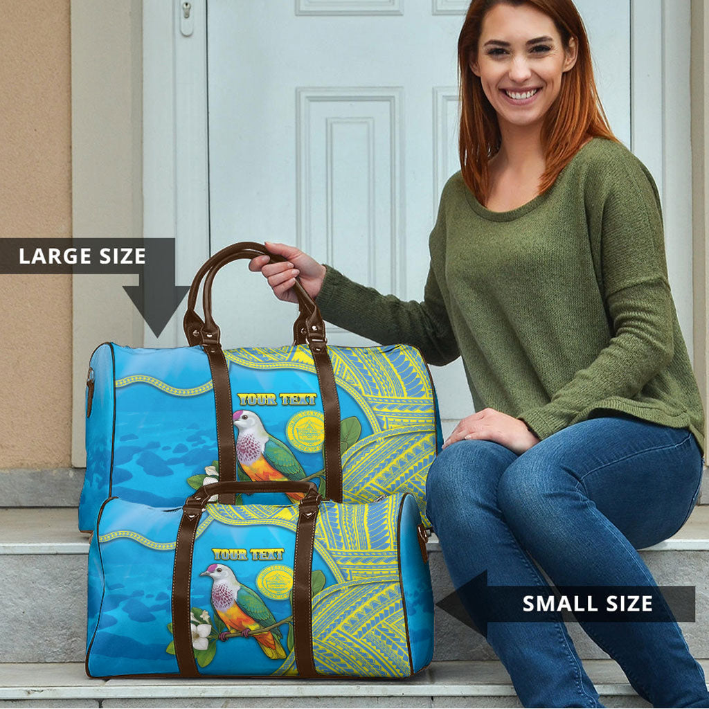 Personalised Palau Biib Bird Travel Bag Rur Flower And Rock Islands Patterns