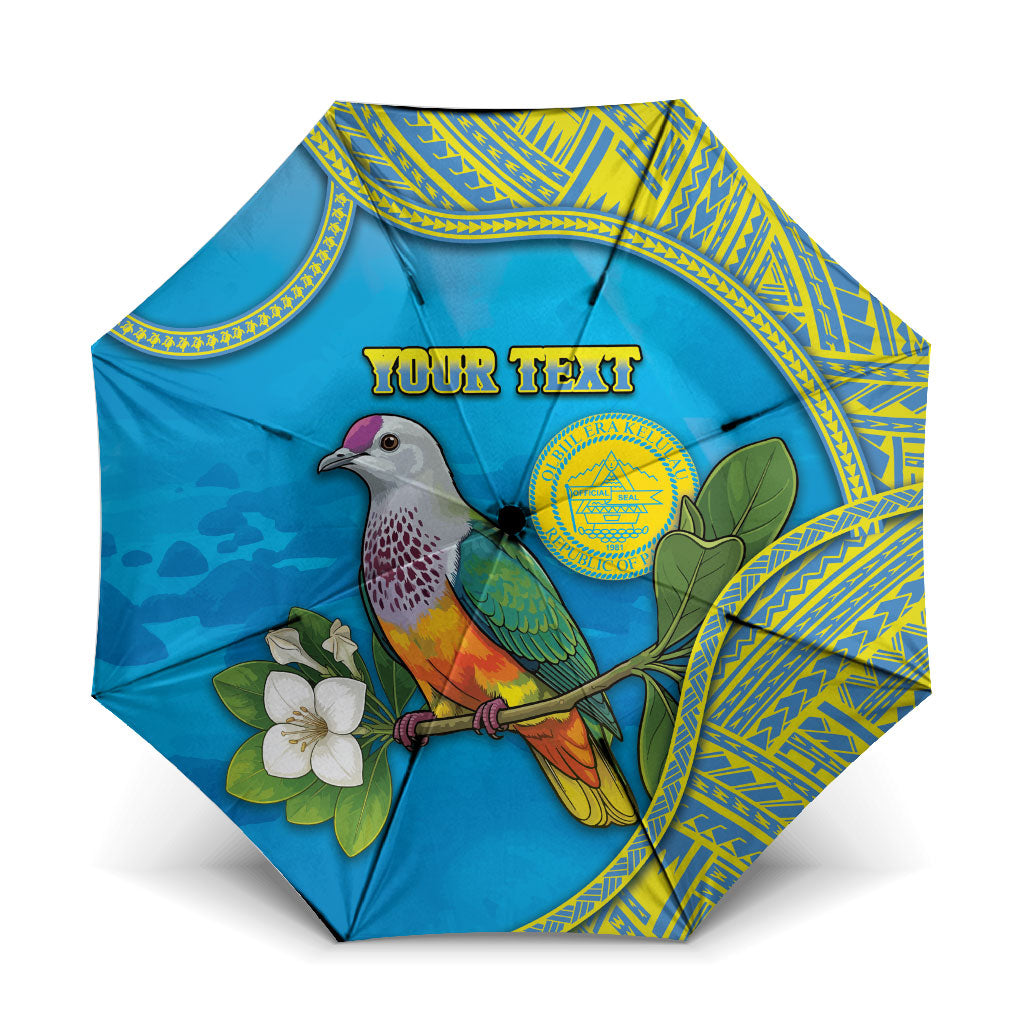 Personalised Palau Biib Bird Umbrella Rur Flower And Rock Islands Patterns DT05 One Size Folded 11.42 inch Opened Diameter 37.4 inch Blue - Polynesian Pride