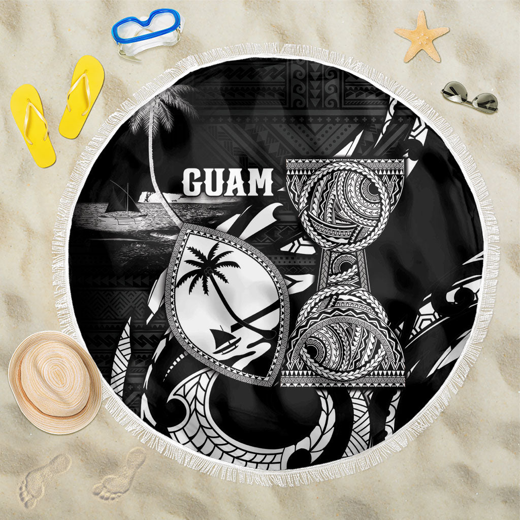 Guam Liberation Day Beach Blanket Black White Latte Stone Tribal Patterns