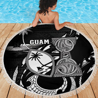 Guam Liberation Day Beach Blanket Black White Latte Stone Tribal Patterns