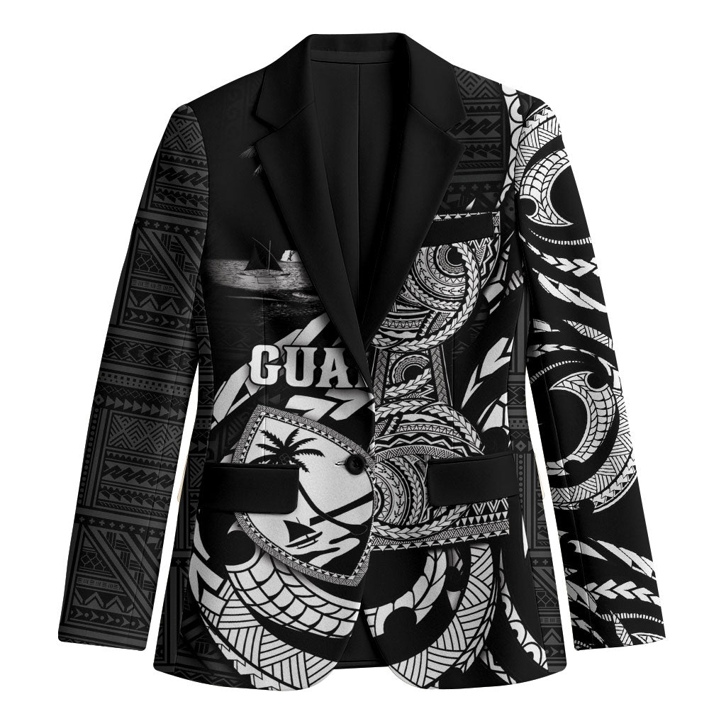 Personalised Guam Liberation Day Blazer Black White Latte Stone Tribal Patterns DT05 Unisex Black - Polynesian Pride