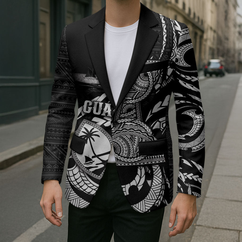 Personalised Guam Liberation Day Blazer Black White Latte Stone Tribal Patterns