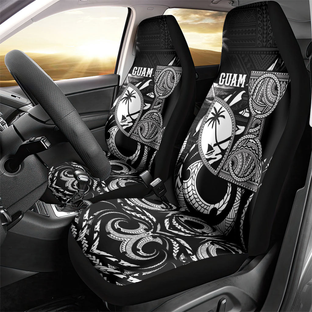 Guam Liberation Day Car Seat Cover Black White Latte Stone Tribal Patterns