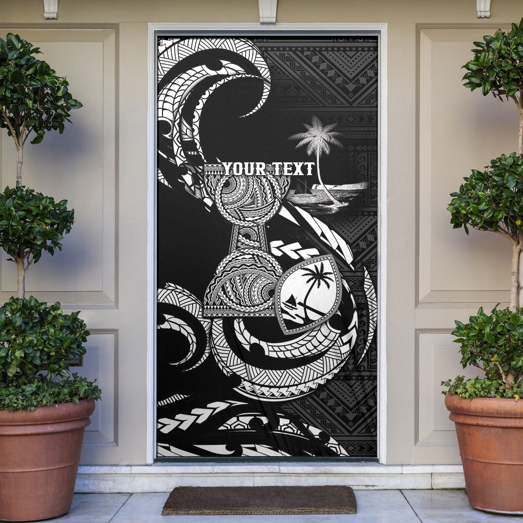Personalised Guam Liberation Day Door Cover Black White Latte Stone Tribal Patterns