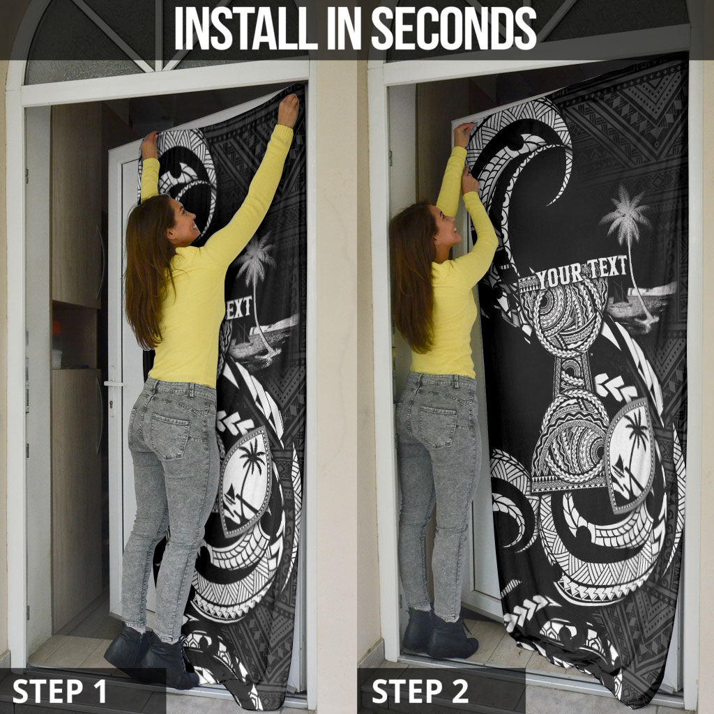 Personalised Guam Liberation Day Door Cover Black White Latte Stone Tribal Patterns