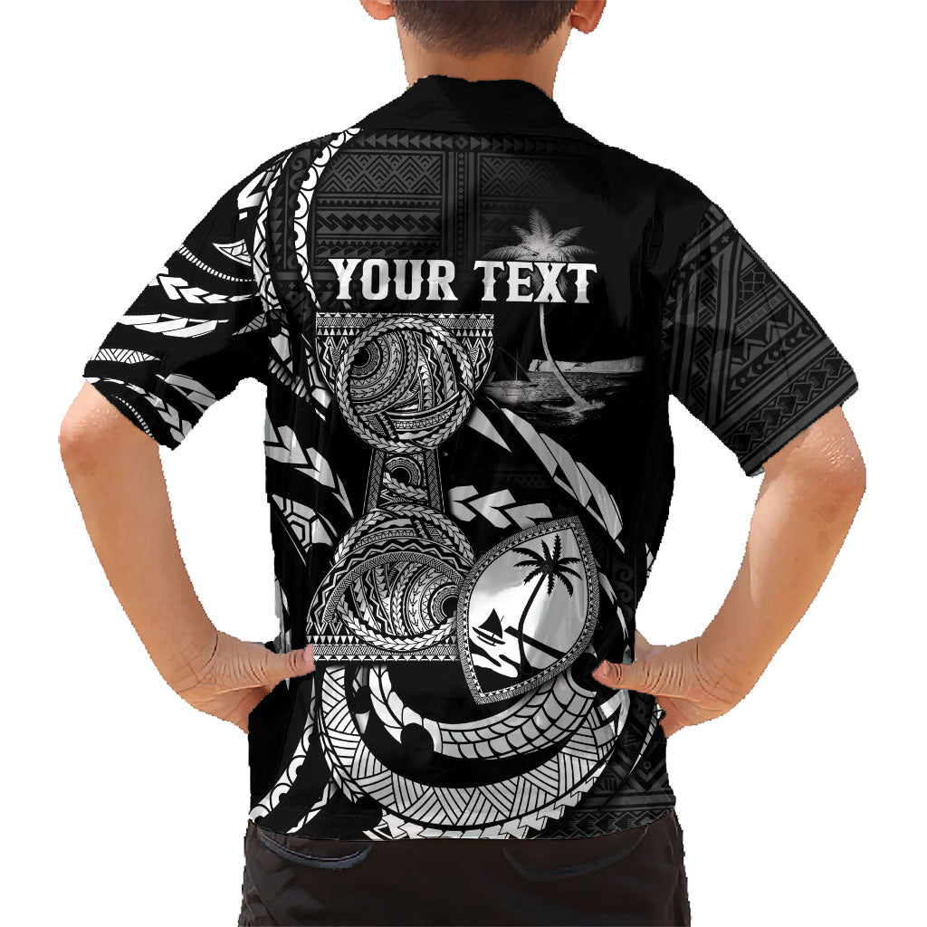 Personalised Guam Liberation Day Family Matching Mermaid Dress and Hawaiian Shirt Black White Latte Stone Tribal Patterns