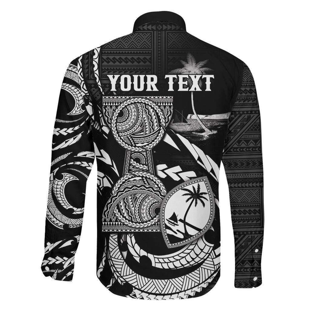 Personalised Guam Liberation Day Family Matching Off Shoulder Maxi Dress and Hawaiian Shirt Black White Latte Stone Tribal Patterns