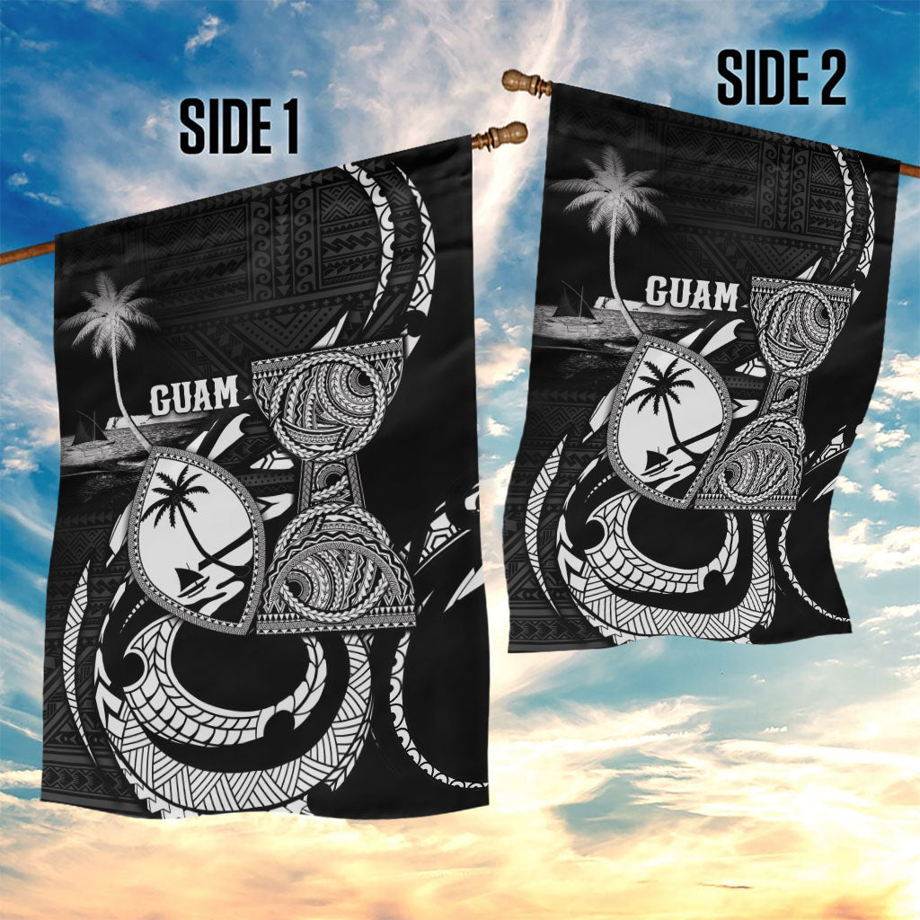 Guam Liberation Day Garden Flag Black White Latte Stone Tribal Patterns
