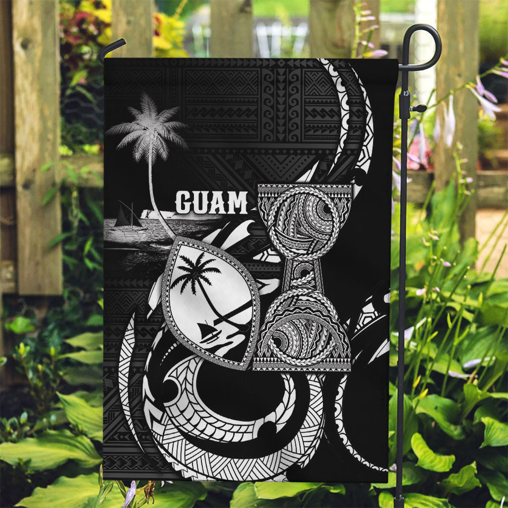 Guam Liberation Day Garden Flag Black White Latte Stone Tribal Patterns