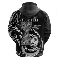 Personalised Guam Liberation Day Hoodie Black White Latte Stone Tribal Patterns
