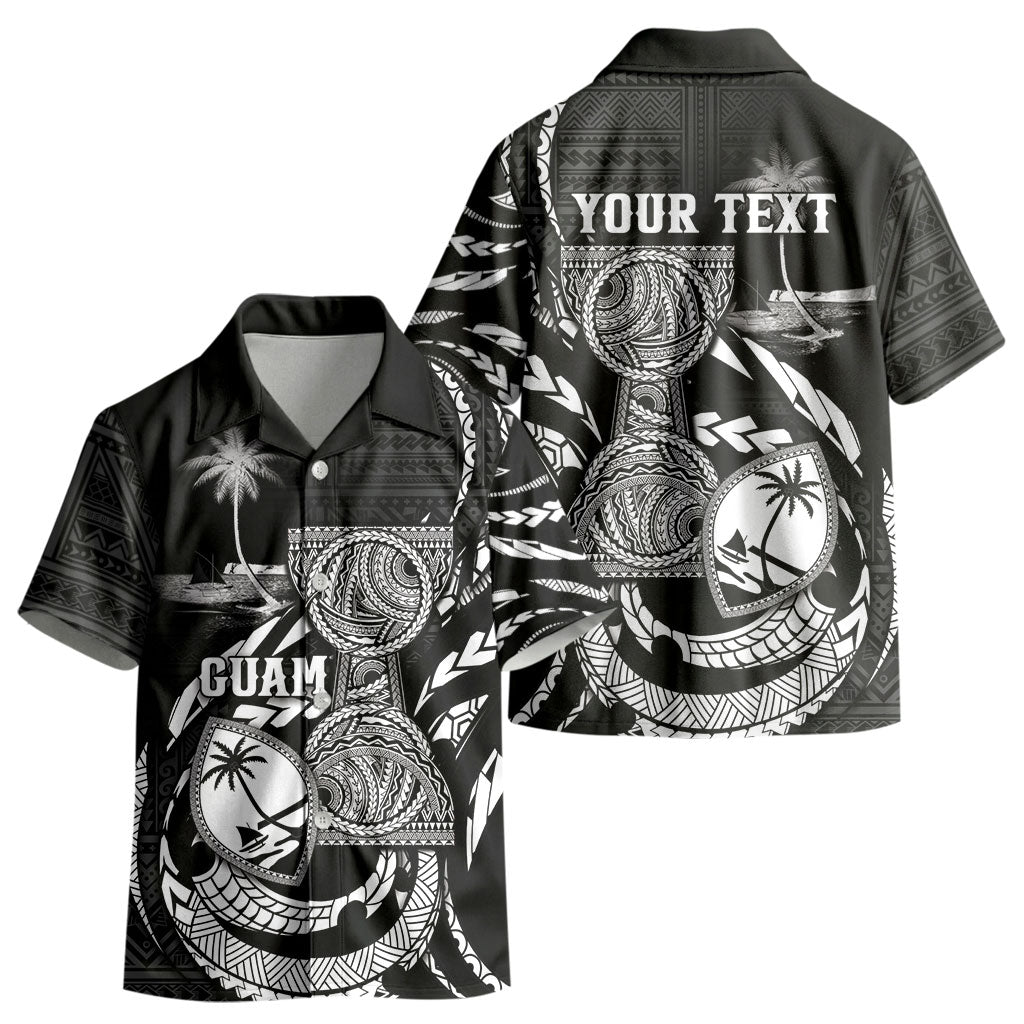 Personalised Guam Liberation Day Kid Hawaiian Shirt Black White Latte Stone Tribal Patterns DT05