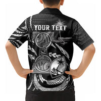 Personalised Guam Liberation Day Kid Hawaiian Shirt Black White Latte Stone Tribal Patterns DT05