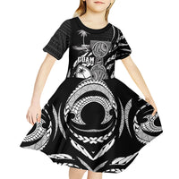 Personalised Guam Liberation Day Kid Short Sleeve Dress Black White Latte Stone Tribal Patterns