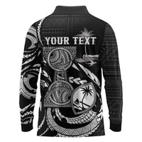 Personalised Guam Liberation Day Long Sleeve Polo Shirt Black White Latte Stone Tribal Patterns