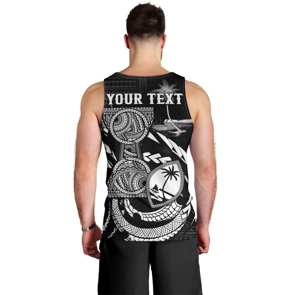 Personalised Guam Liberation Day Men Tank Top Black White Latte Stone Tribal Patterns