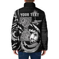 Personalised Guam Liberation Day Padded Jacket Black White Latte Stone Tribal Patterns
