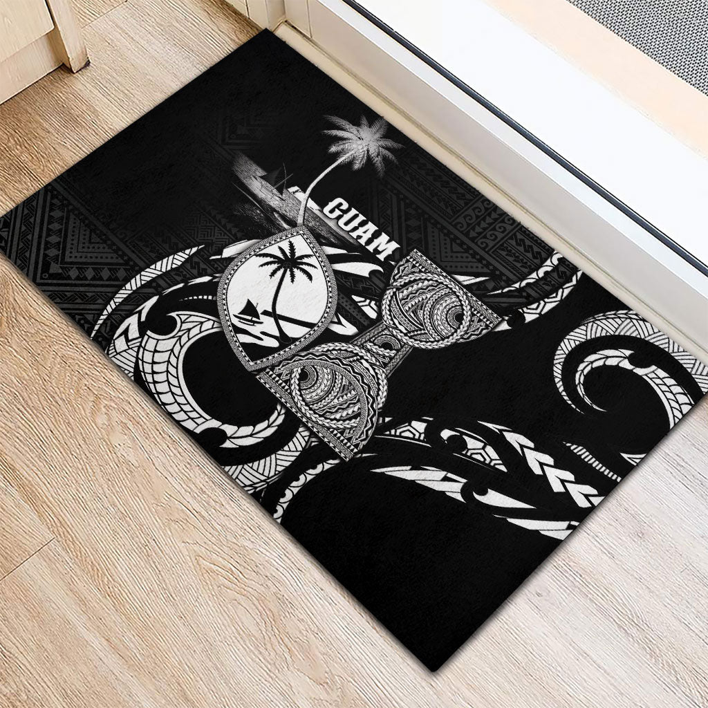Guam Liberation Day Rubber Doormat Black White Latte Stone Tribal Patterns
