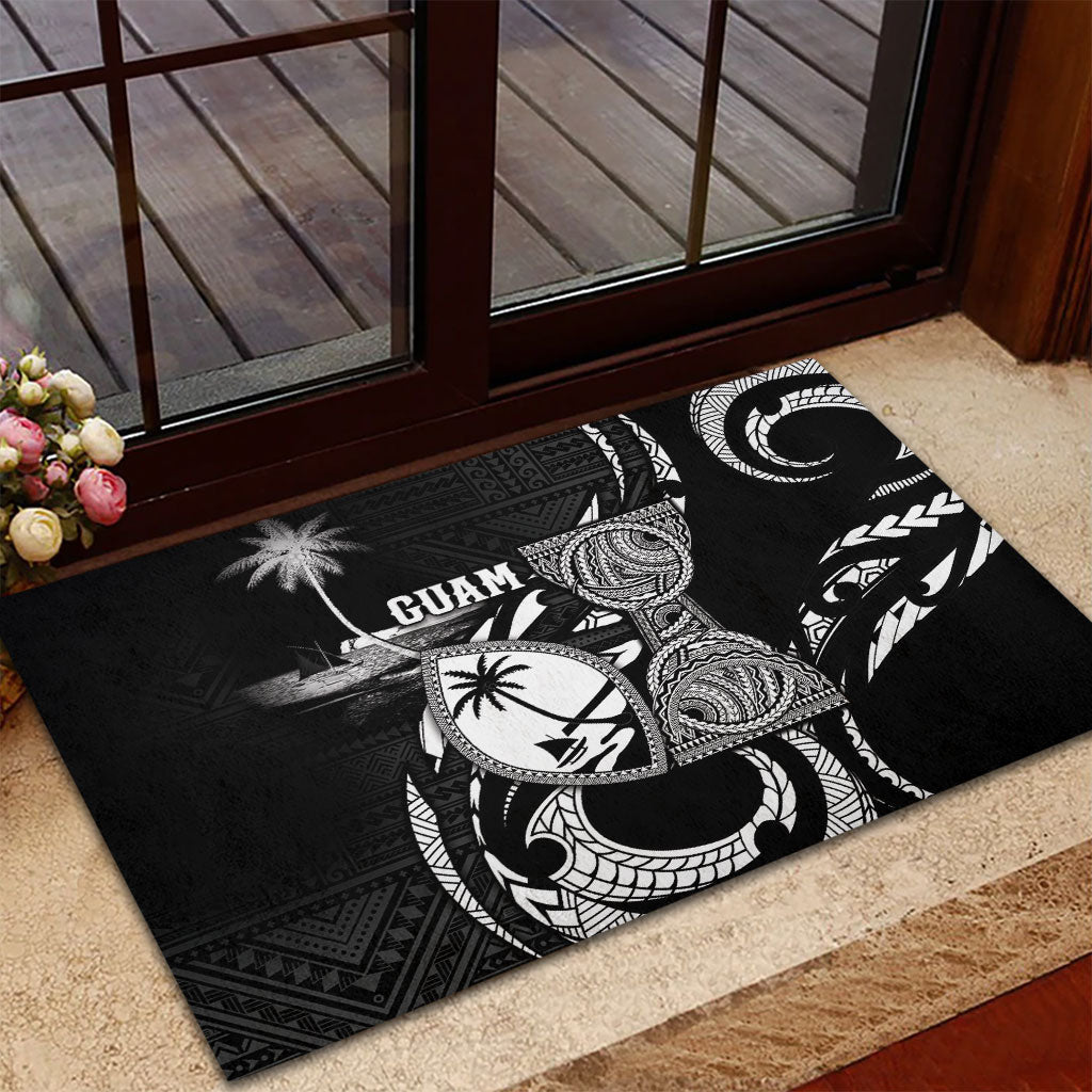 Guam Liberation Day Rubber Doormat Black White Latte Stone Tribal Patterns