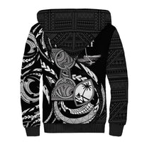 Personalised Guam Liberation Day Sherpa Hoodie Black White Latte Stone Tribal Patterns