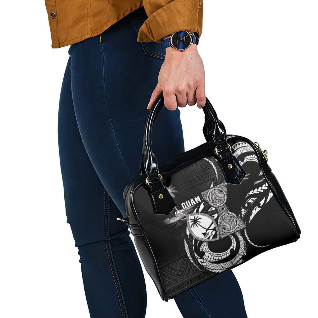 Guam Liberation Day Shoulder Handbag Black White Latte Stone Tribal Patterns