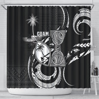 Guam Liberation Day Shower Curtain Black White Latte Stone Tribal Patterns