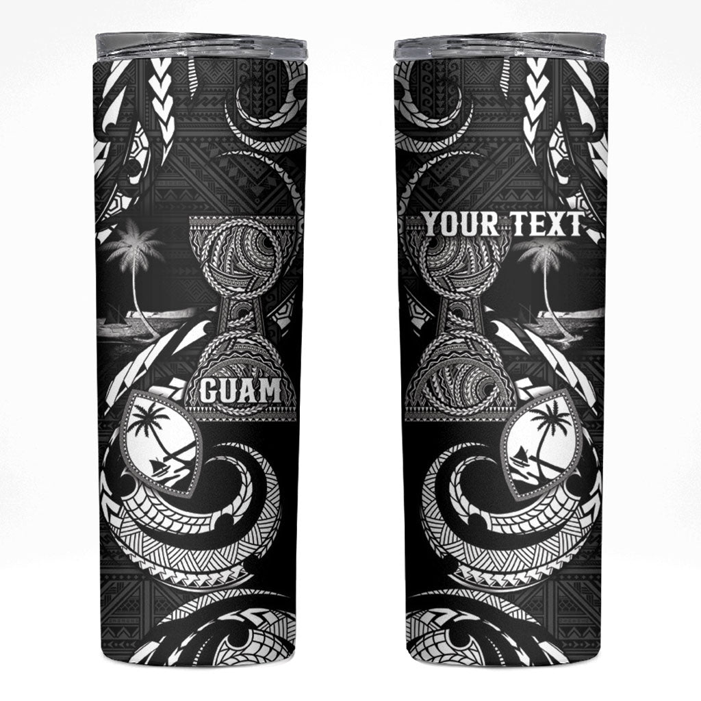 Personalised Guam Liberation Day Skinny Tumbler Black White Latte Stone Tribal Patterns