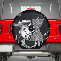 Guam Liberation Day Spare Tire Cover Black White Latte Stone Tribal Patterns