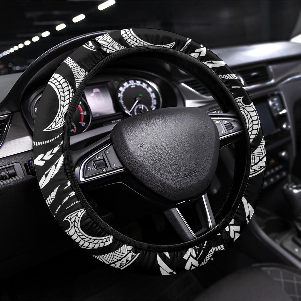 Guam Liberation Day Steering Wheel Cover Black White Latte Stone Tribal Patterns
