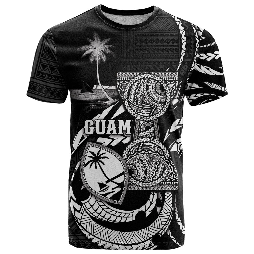 Personalised Guam Liberation Day T Shirt Black White Latte Stone Tribal Patterns